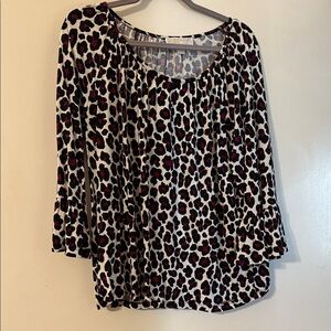 Michael Kors Black and Red Leopard Print Blouse